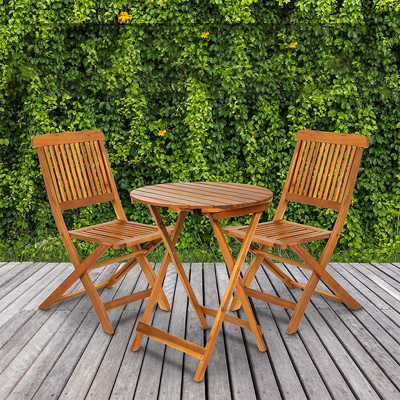 3-teiliges Bistro-Set mit Klapptisch, 2 Stühlen