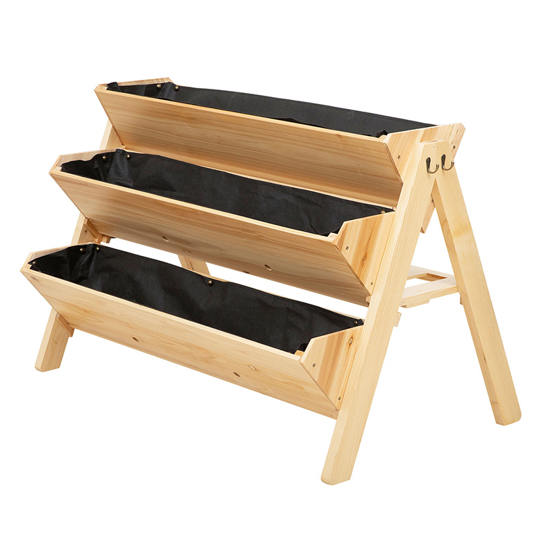 47 '' 3-stöckiges Hochbeet Hochbeet Holzpflanzenständer mit seitlichen Haken und Aufbewahrungsschindel, ideal für Blumen, Kräuter, Gemüse, natürlich 47 '' 3-stöckiges Hochbeet Hochbeet Holzpflanzenständer mit seitlichen Haken und Aufbewahrungsschindel, ideal für Blumen, Kräuter, Gemüse, natürlich