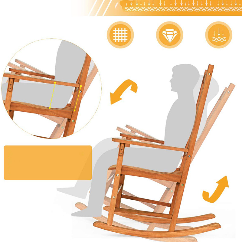 3-teiliges Schaukelstuhl-Set aus Pappelholz mit Couchtisch, 2 Gesprächsstühle aus Holz