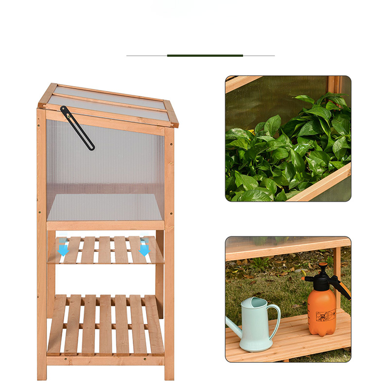 91,4 x 50,8 x 104,6 cm Gewächshaus-Schutzbox für Topfpflanzen im Freien mit aufklappbarem Deckel, Frühbeet aus Holz, Orange