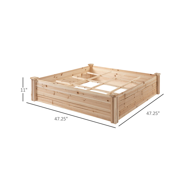 3,9 ft x 3,9 ft Hochbeetbox mit segmentiertem Wachstumsgitter, Holzmaterial für Gartenpflanzen und Kräuter