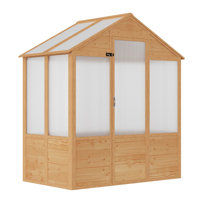 6 'x 4' x 7' Gewächshaus aus Holz, begehbares Gewächshaus, Outdoor-Gewächshaus aus Polycarbonat mit Tür, natur 6 'x 4' x 7' Gewächshaus aus Holz, begehbares Gewächshaus, Outdoor-Gewächshaus aus Polycarbonat mit Tür, natur