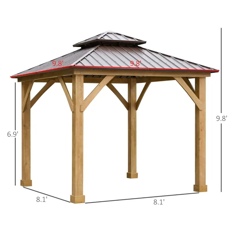 10 'x 10' Hardtop Pavillon Patio Canopy Shelter Outdoor mit doppelstöckigem Stahldach