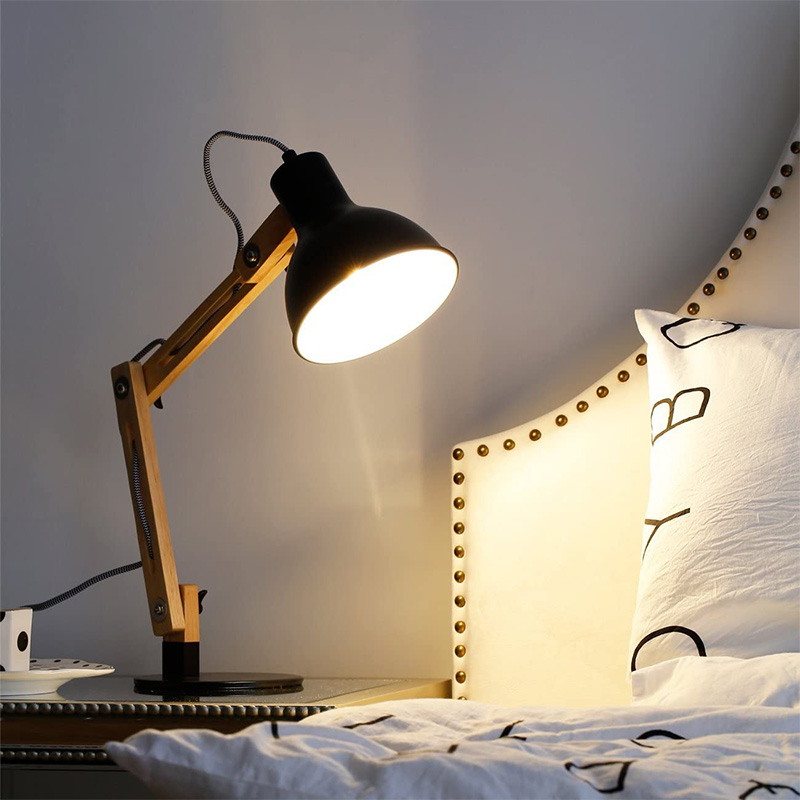 Schreibtischlampe aus Holz mit Schwingarm, Designer, Leselampen, Arbeitslampe, Arbeitslampe, Bürolampe, Nachttischlampe – Weiß dgsfwsdwr/Schwarz