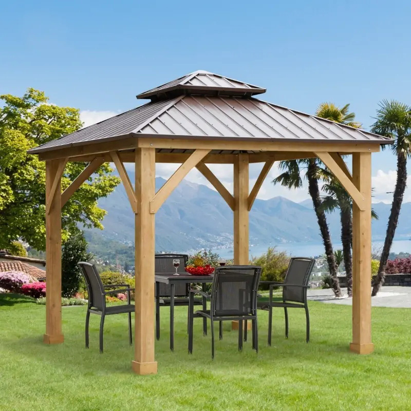 10 'x 10' Hardtop Pavillon Patio Canopy Shelter Outdoor mit doppelstöckigem Stahldach