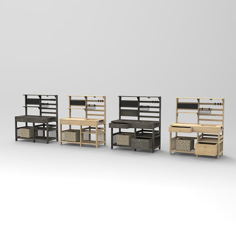 Potting Bench Table, Gartenarbeitsplatz mit Sieb, abnehmbarem Waschbecken und Körben