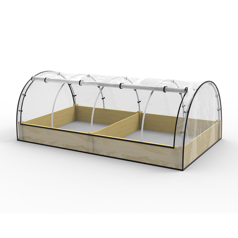 Erhöhtes Garten-Blumenbeet-Set mit Gewächshaus, Frühbeet-Pflanzgefäß aus Holz, natur