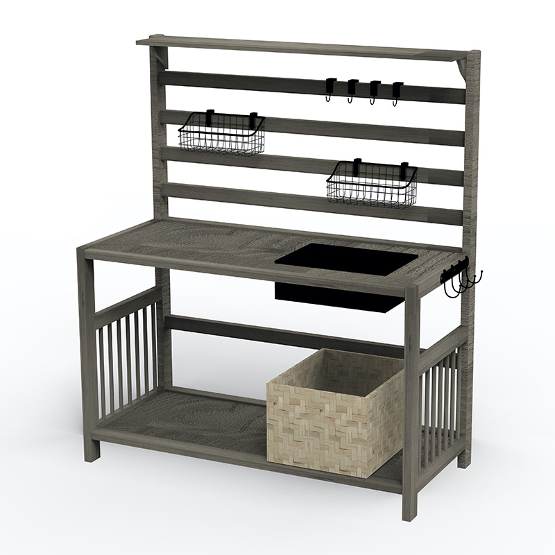 Potting Bench Table, Gartenarbeitsplatz mit Sieb, abnehmbarem Waschbecken und Körben