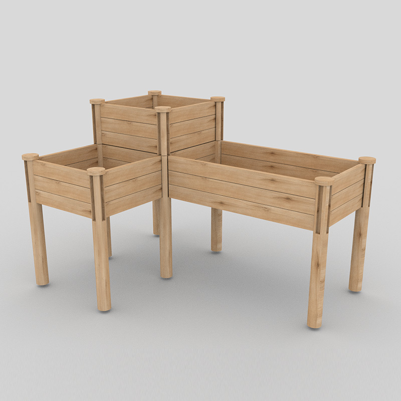 3-stöckiges Hochbeet mit Aufbewahrungsregal, erhöhtes Pflanzkasten-Set aus Holz