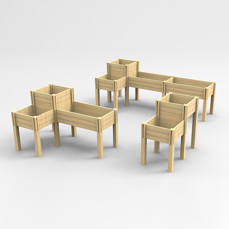 3-stöckiges Hochbeet mit Aufbewahrungsregal, erhöhtes Pflanzkasten-Set aus Holz