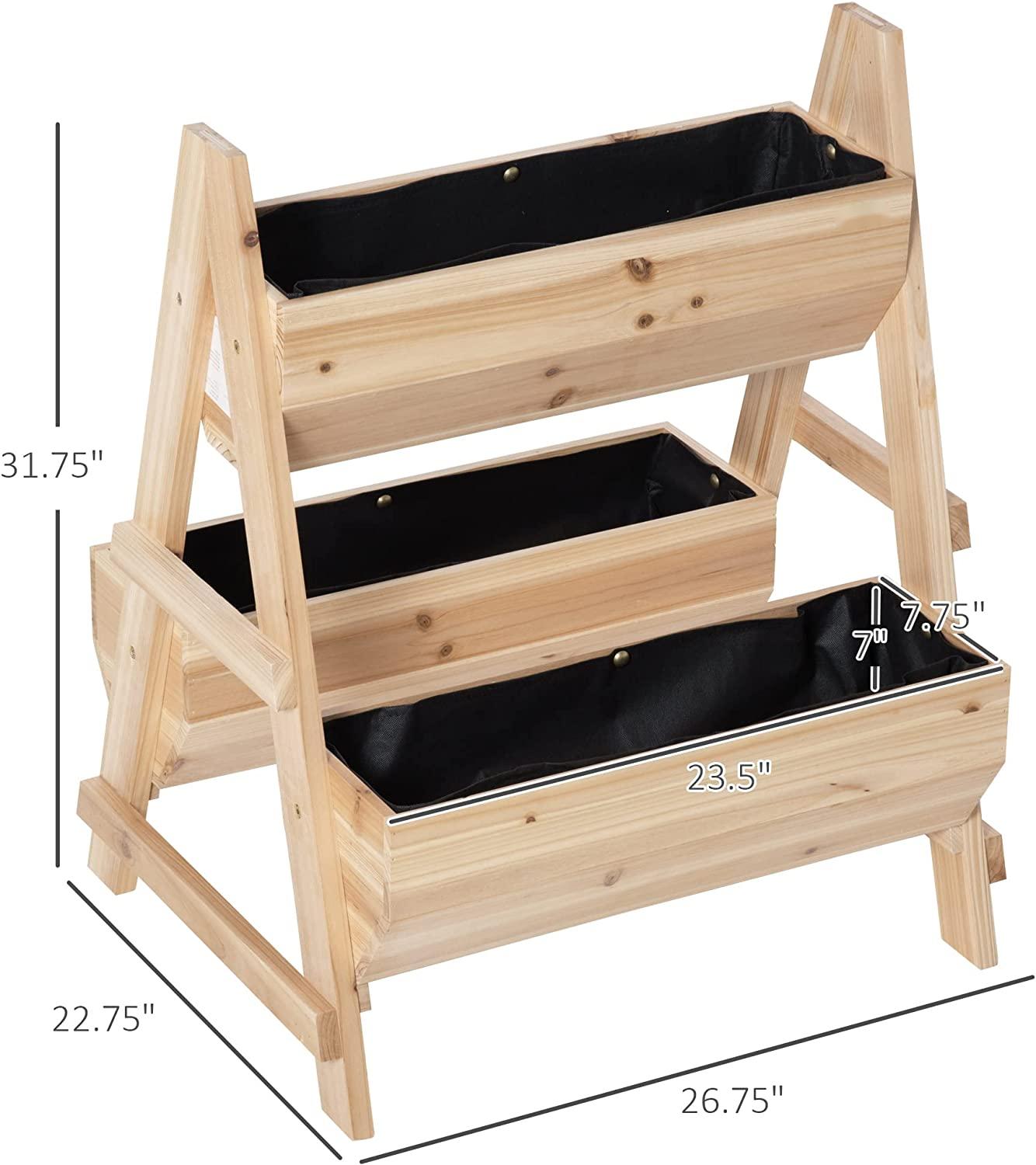 Gartenbeet A-förmiger Pflanzkasten aus Holz mit Vliesstoff für den Garten
