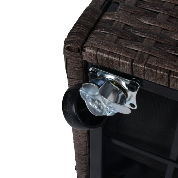 Pflanzkasten aus Rattan für den Innen- und Außenbereich mit darunterliegendem Werkzeugregal und stabilem, erhöhtem Arbeitsbereich, 71,1 cm H