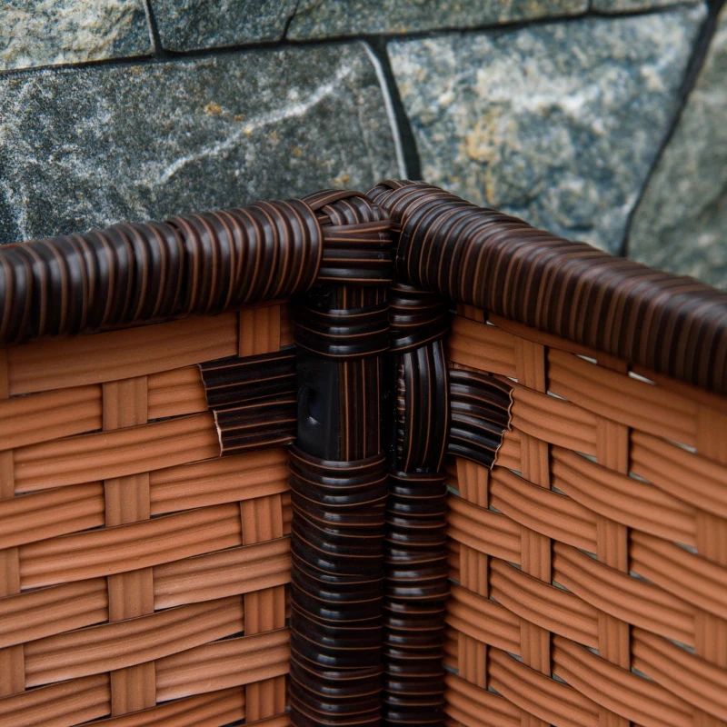 Pflanzkasten aus Rattan für den Innen- und Außenbereich mit darunterliegendem Werkzeugregal und stabilem, erhöhtem Arbeitsbereich, 71,1 cm H