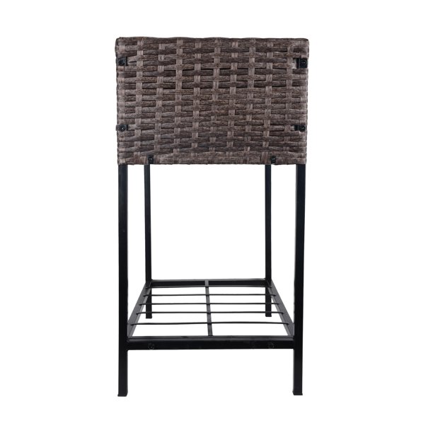 Pflanzkasten aus Rattan für den Innen- und Außenbereich mit darunterliegendem Werkzeugregal und stabilem, erhöhtem Arbeitsbereich, 71,1 cm H