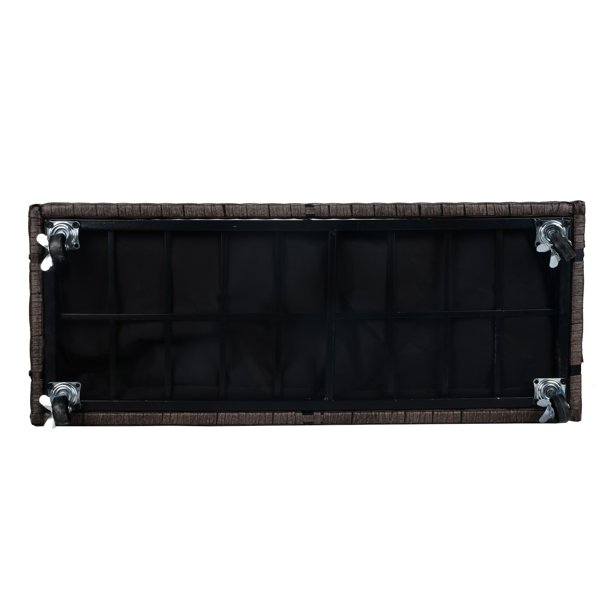 Pflanzkasten aus Rattan für den Innen- und Außenbereich mit darunterliegendem Werkzeugregal und stabilem, erhöhtem Arbeitsbereich, 71,1 cm H