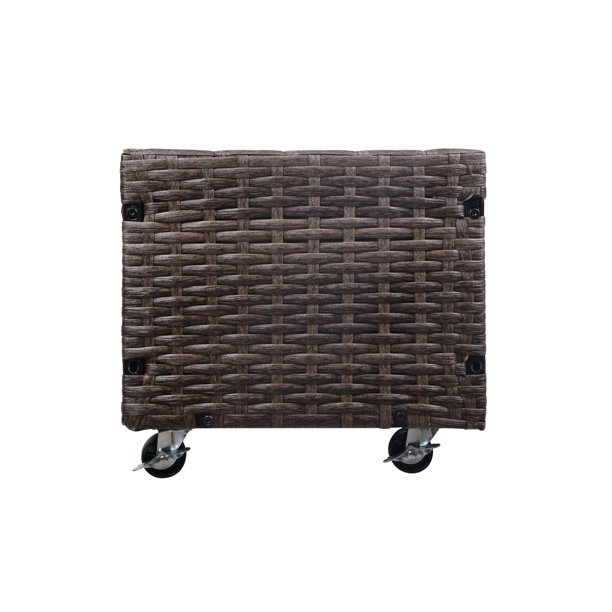 Pflanzkasten aus Rattan für den Innen- und Außenbereich mit darunterliegendem Werkzeugregal und stabilem, erhöhtem Arbeitsbereich, 71,1 cm H