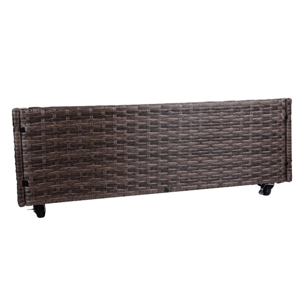 Pflanzkasten aus Rattan für den Innen- und Außenbereich mit darunterliegendem Werkzeugregal und stabilem, erhöhtem Arbeitsbereich, 71,1 cm H