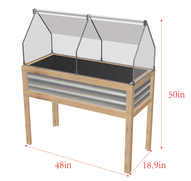 91,4 x 50,8 x 104,6 cm Gewächshaus-Schutzbox für Topfpflanzen im Freien mit aufklappbarem Deckel, Frühbeet aus Holz, Orange