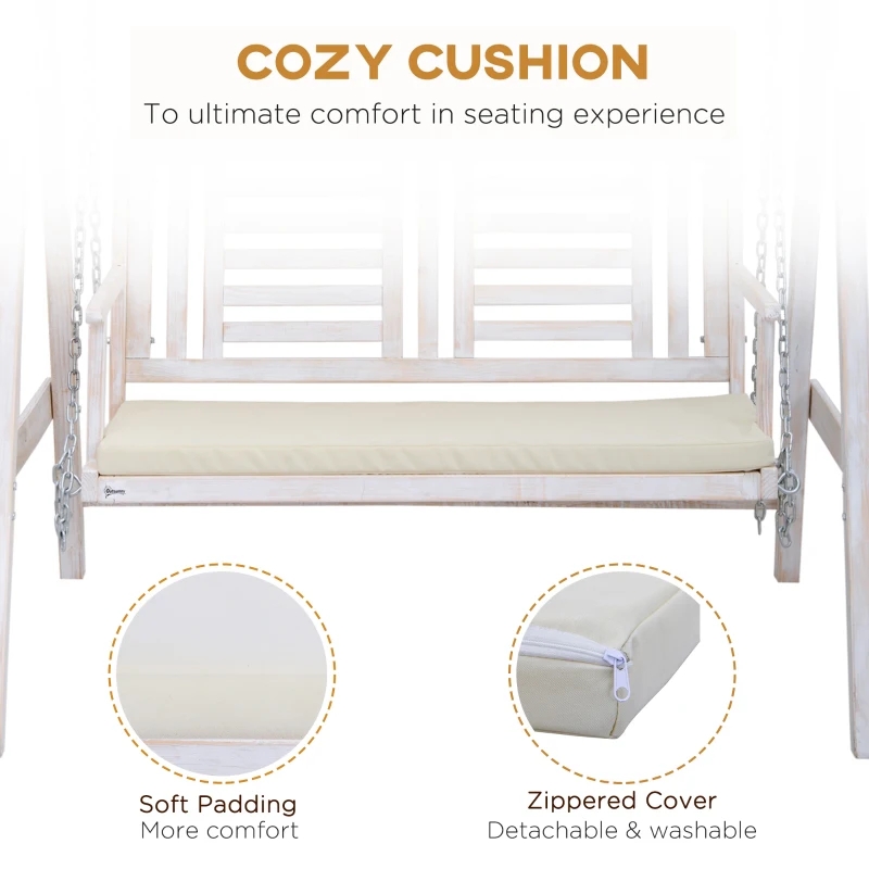 2-Personen-Außenschaukel Verandaschaukel mit Holzständer, starkem A-Rahmen-Design und verstellbarem Wasserkampf-Baldachin